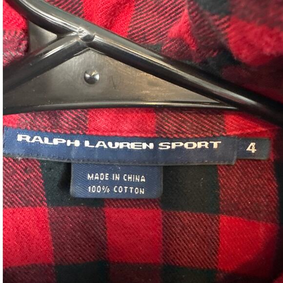 Ralph Lauren Sport Women's Flannel Shirt Buffalo Check Ruffle Neck SZ 4 Preppy - Picture 7 of 8